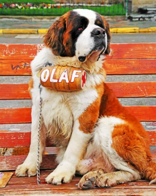 Olaf Saint Bernard paint by numbers