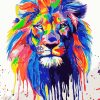 Rainbow Splatter Lion Paint by numbers