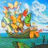 Ship With Butterfly Sails paint by numbers