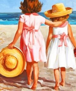 Sisters On The Beach paint by numbers