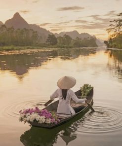 Vietnamese Woman In A Boat Piant by numbers