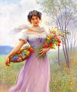 Woman Holding Flowers Paint by numbers