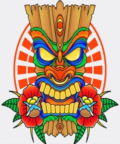 Wooden Tiki Mask Paint by numbers