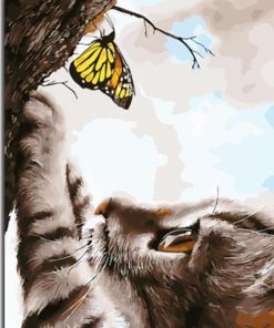 Butterfly And Cat Paint by numbers