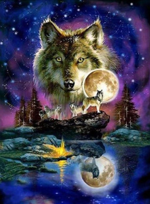 Beautiful Wolf And Moon Paint by numbers