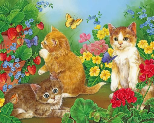 Cats In Garden Paint by numbers