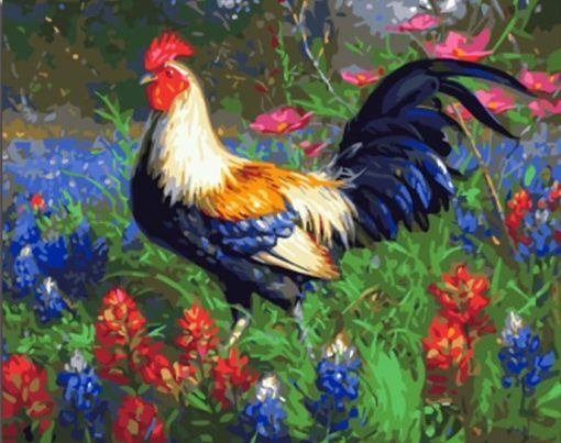 Rooster In Garden Paint by numbers