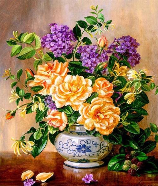 Fresh Flowers in a Vase Paint by numbers