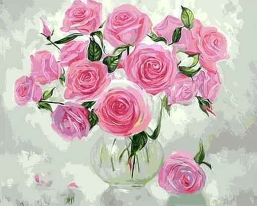 Pink Peony Roses Paint by numbers