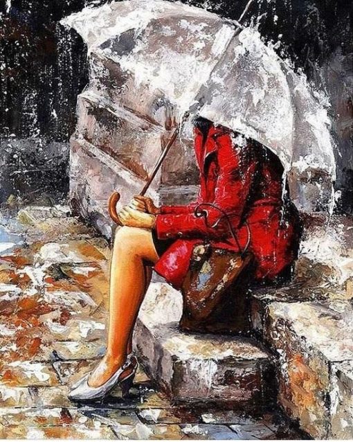 Woman In The Rain paint by numbers