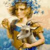 Girl With Goats Paint by numbers