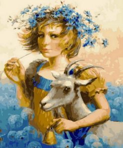 Girl With Goats Paint by numbers