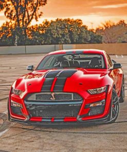 Red Ford Mustang Paint by numbers