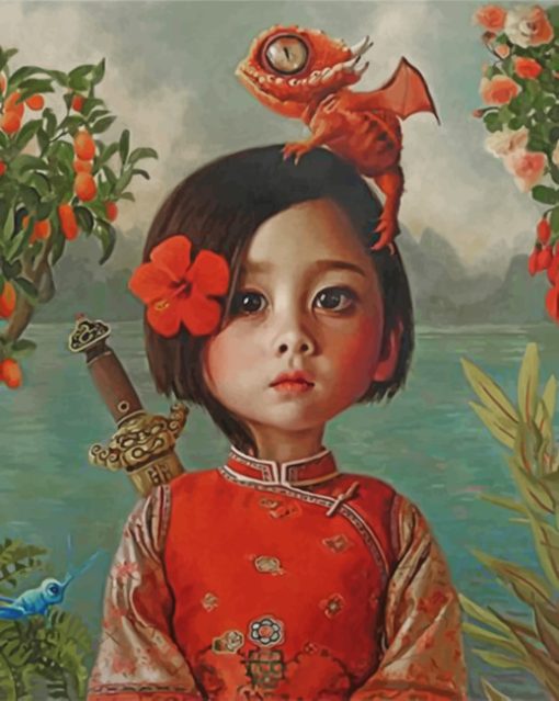 Asian Little Girl paint by numbers