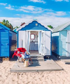 Beach Huts paint by numbers