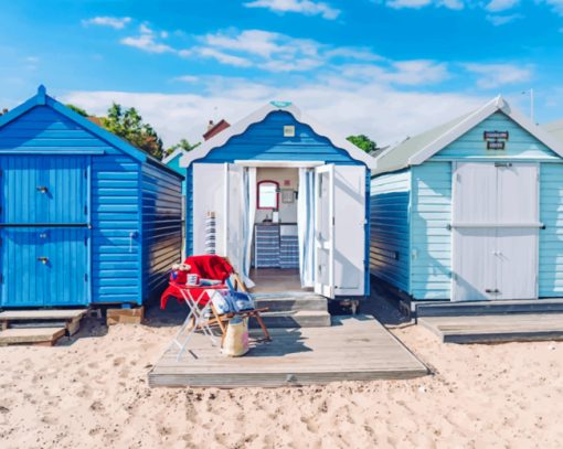 Beach Huts paint by numbers