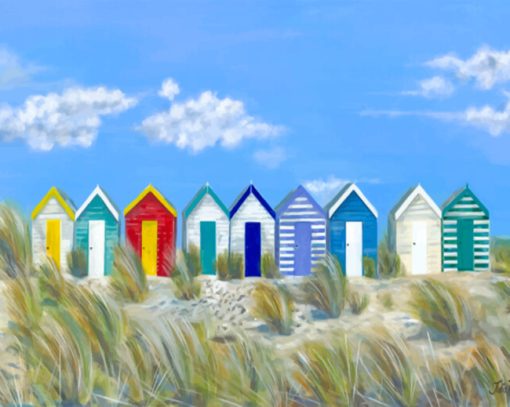 Beach Huts paint by numbers