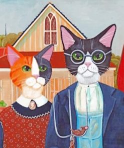 American Gothic Cats paint by numbers