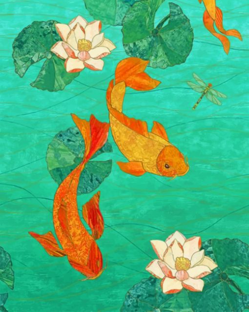 Lotus And Koi Fish Paint by numbers