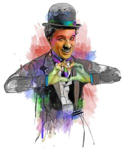 Charlie Chaplin Splatter Paint by numbers