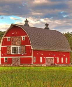 Charming Farmhouse And Red Barn Paint by numbers