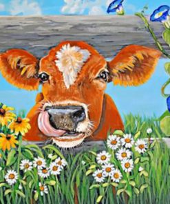 Cow And Flowers paint by numbers