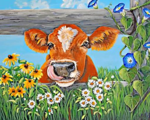 Cow And Flowers paint by numbers