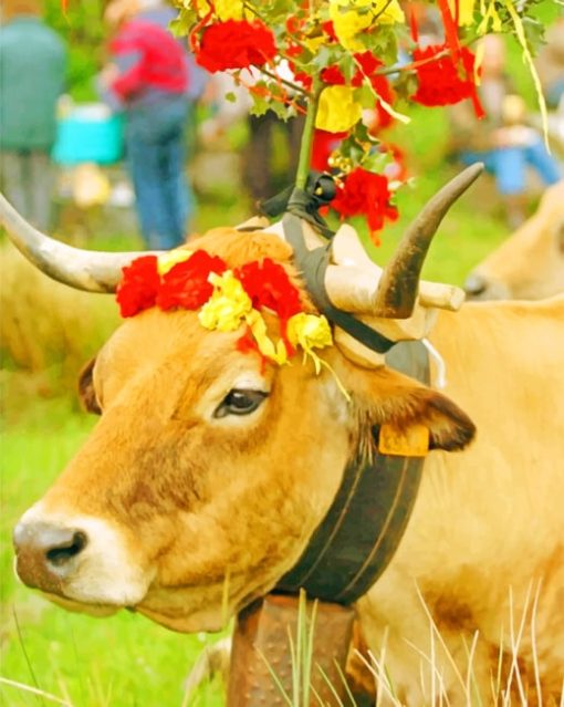 Cow And Flowers paint by numbers