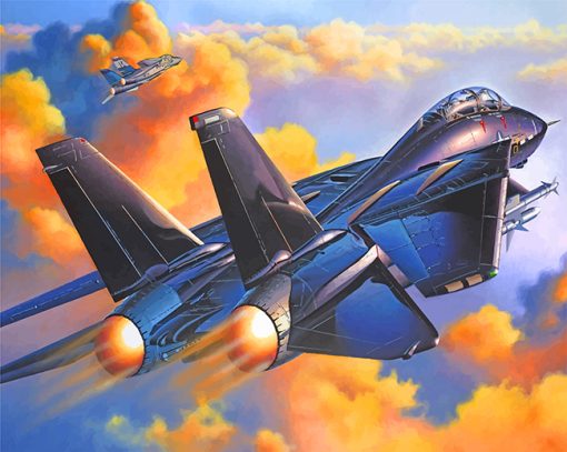 Flying F14 Airplane Paint by numbers