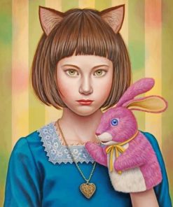 Girl And Bunny Paint by numbers