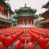 Green And Red Pagoda Temple paint by numbers