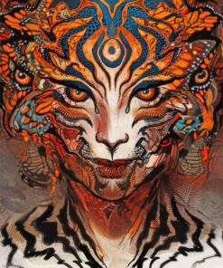 Trippy Tiger Woman paint by numbers