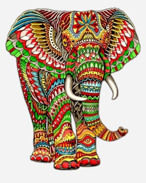 Mandala Colorful Elephant paint by numbers