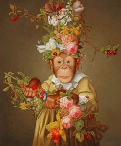 Monkey And Flowers paint by numbers