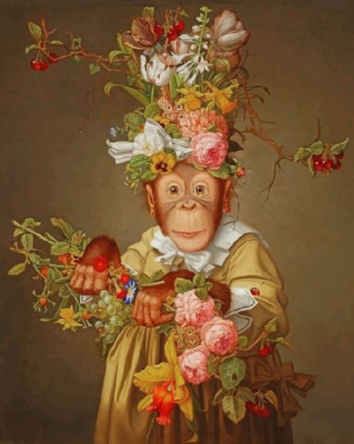 Monkey And Flowers paint by numbers