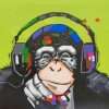 Monkey Wearing Headphones Paint by numbers