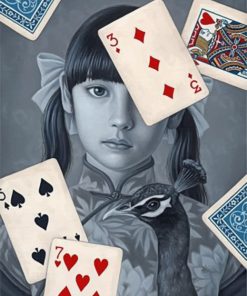 Monochrome Cards Girl paint by numbers