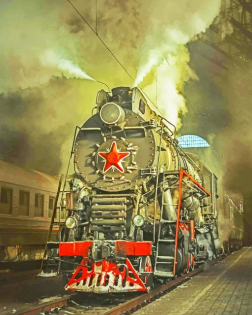 Old Soviet Steam Train paint by numberrs