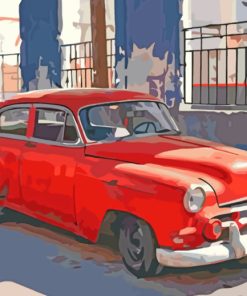 Red Antique Car paint by numbers