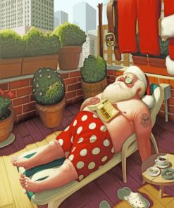 Santa Enjoying The Sun Paint by numbers