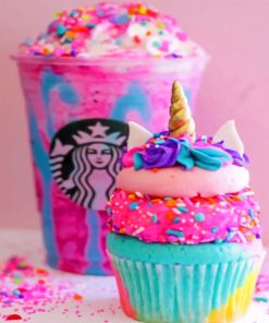 Unicorn Starbucks Cupcake Unicorn Starbucks Cupcake Paint by numbers