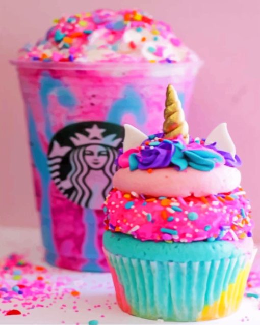 Unicorn Starbucks Cupcake Unicorn Starbucks Cupcake Paint by numbers