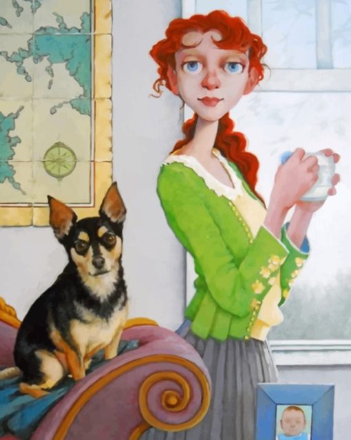 Woman And Her Pet paint by numbers