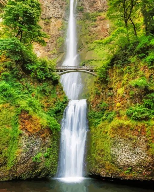 Aesthetic Multnomah Falls paint by number