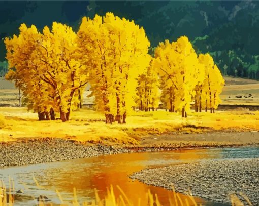 Aesthetic Yellow Landscape paint by number