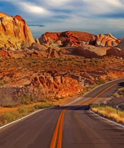 Deserted Road Landscape paint by number