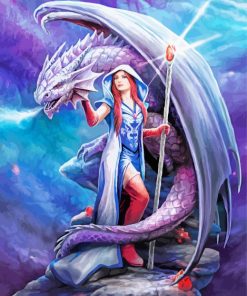 Dragon And Girl By Anne Stokes paint by number