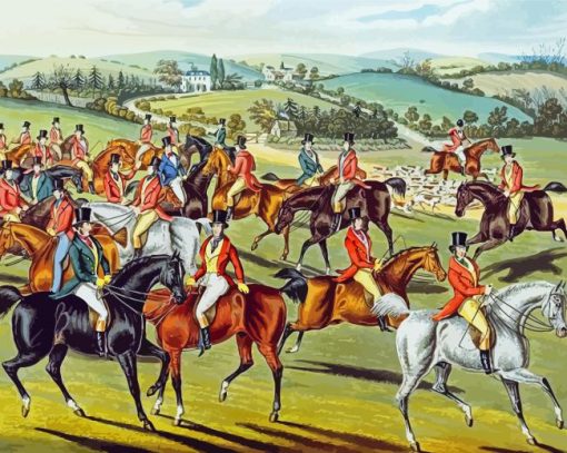 Fox Hunting Scene paint by number