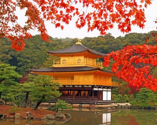 Golden Pavilion Kyoto paint by number