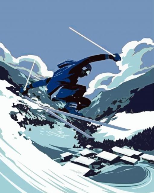 Illustration Vintage Ski paint by number